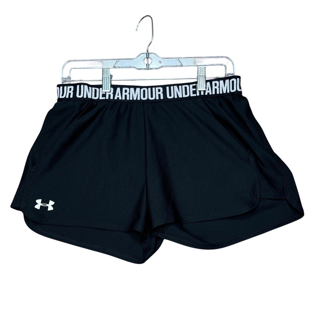 Under Armour Play Up Shorts Women Small Black Elastic Waistband Stretch Athletic